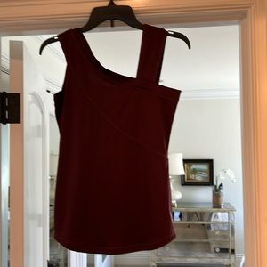 JO FIT size S, NWOT, burgundy poly/spandex, athletic, asymmetrical tank style